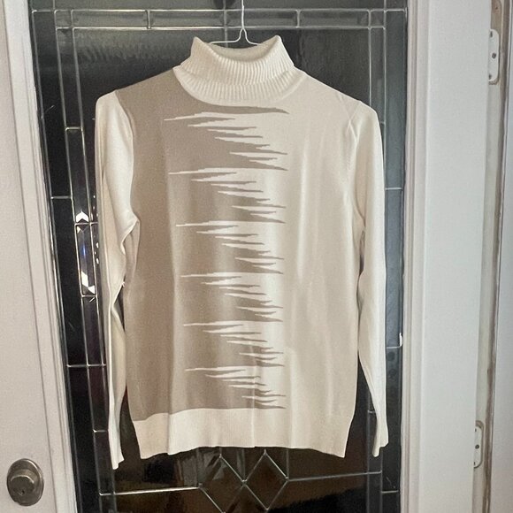 Conrad C Collection Tan/Cream Turtleneck Sexy Sweater Size Medium. - Picture 1 of 4